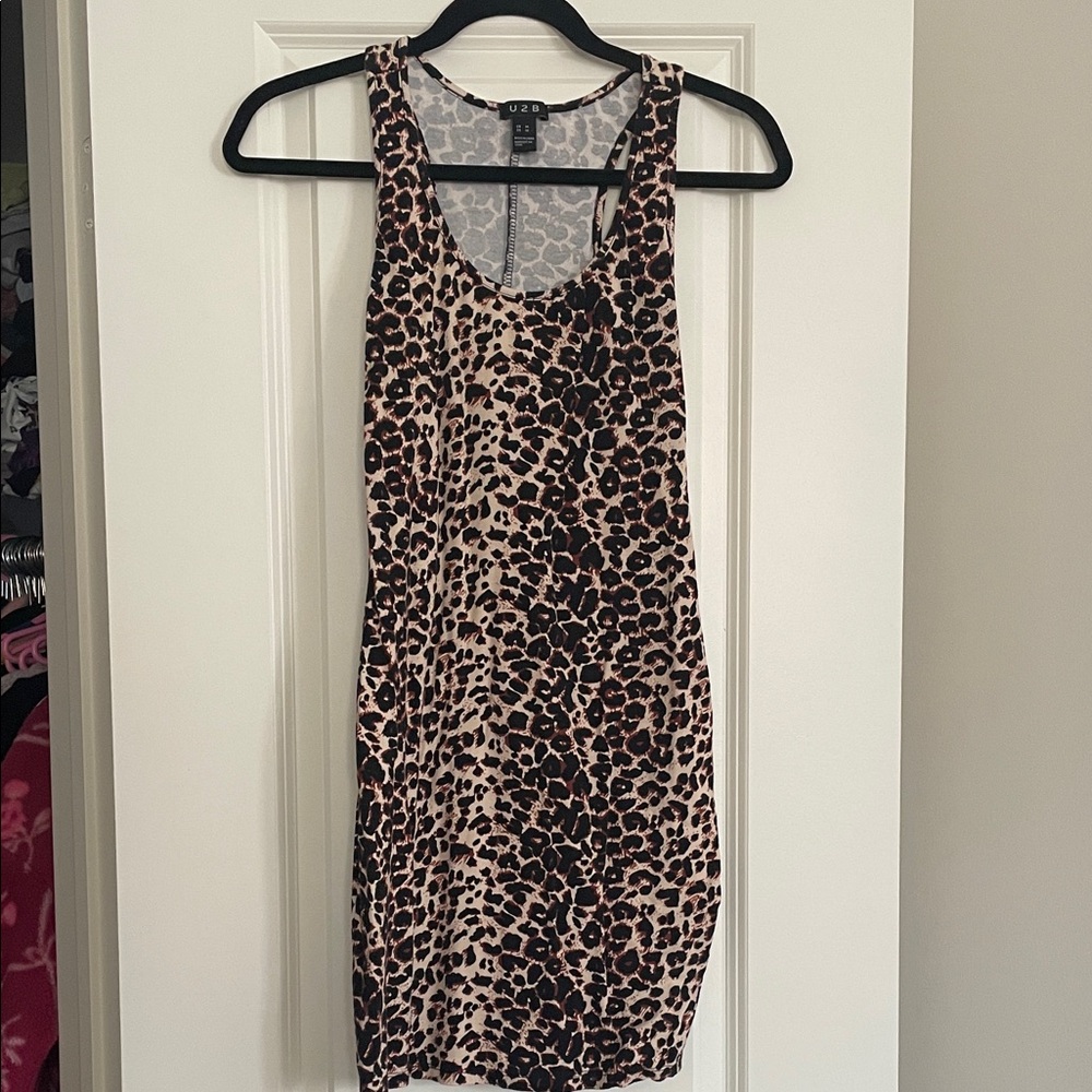 Trendy Leopard Print Mini Dress - Black and Brown